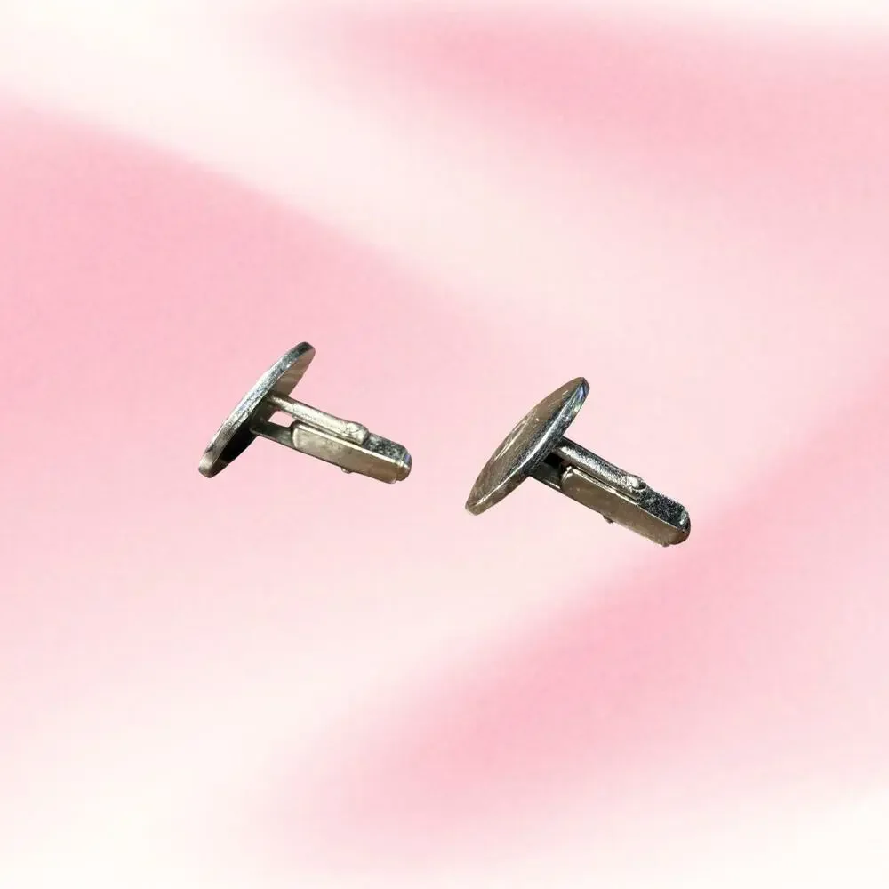 Vintage Sterling Silver Oval Atomic Cufflinks MCM Hickok Attributed